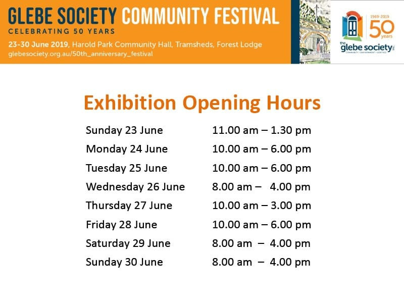 Exhibition opening hours sign