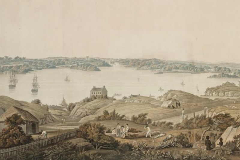 Painting by James Taylor shows Cockle Bay (now Darling Harbour) in 1819-20.